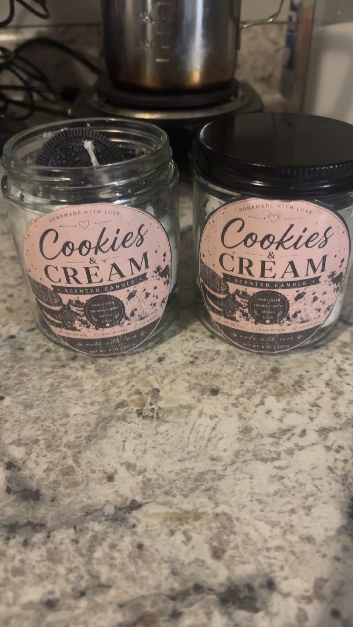 Cookies and cream scented candle
